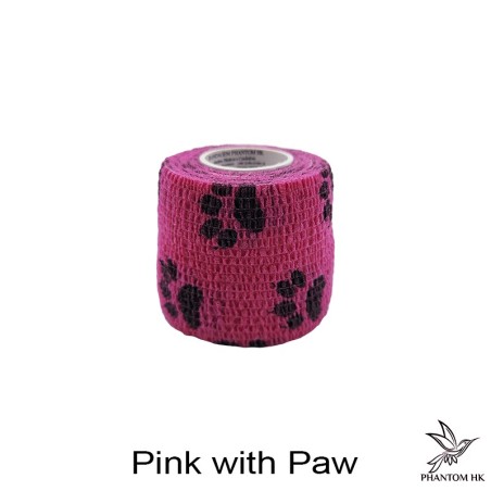 Bandagem Phantom HK - 5cm x 4,5m Esticado - Estampada - Pink with Paw